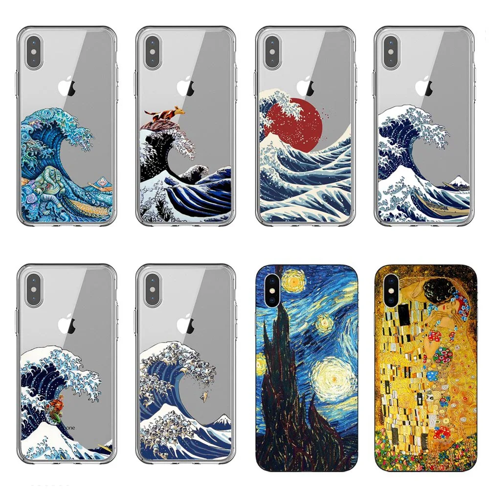 Чехол для телефона Great Wave off Kanagawa и Van Gogh Звездная ночь iphone X10 5 5s SE 6 6splus 7 8Pls XR XS Max |
