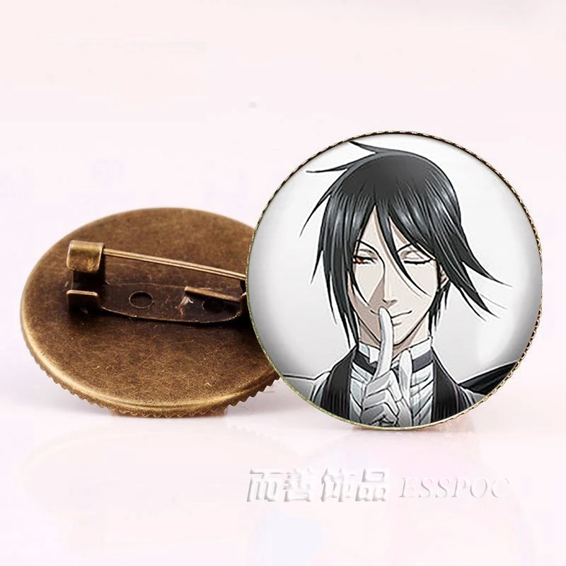 

Anime Black Butler Brooches Bronze Badge Kuroshitsuji Ciel Phantomhive Sebastian Grell Madame Red Cosplay Gift