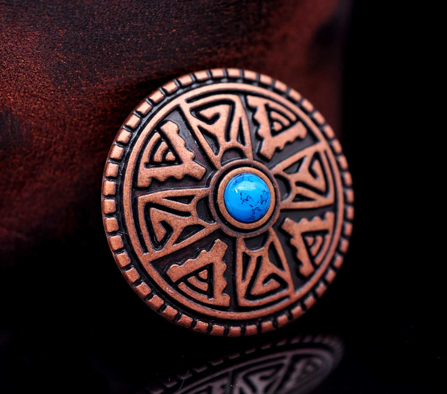

10pcs 1-1/8" Antique Copper Turquoise Beads Floral Celtic Cross Concho For Leathercraft Saddle Tack Handbag Belt Decor