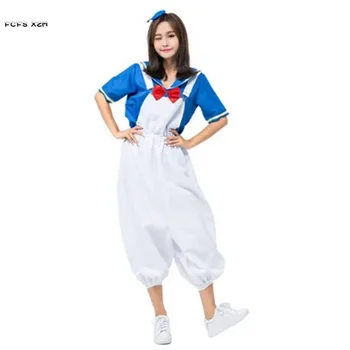 

Kawaii Cute Blue Women Halloween Navy uniform Costumes Female Sailor Cosplay Carnival Purim Masquerade Nightclub bar party dress