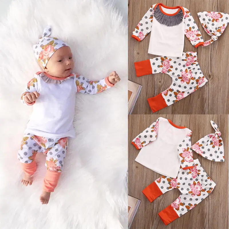 Baby Girls Winter Clothes Newborn Baby Kids Girls Flower Print Polka