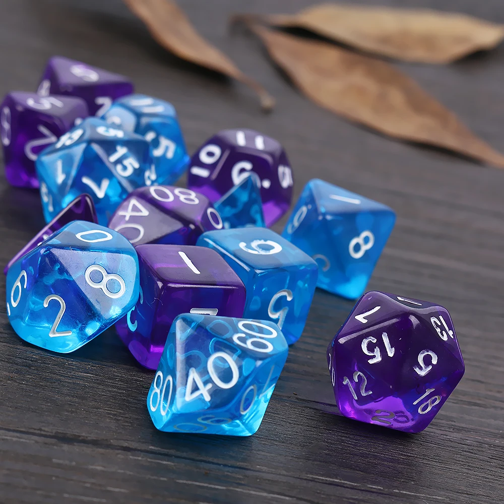 

7Pcs Table Game Gambling Dice Acrylic Multi Sided Transparent Dice RPG Poly Game Set 6 Colors Dungeons and Dragons Dice