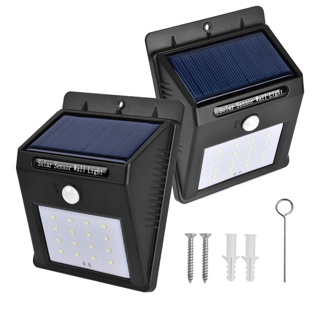 

2Pcs LED Solar Light Outdoor Waterproof Garden Lights 16 Led Wireless Motion Sensor Solar Panel Lamp Yard Security lampe solaire
