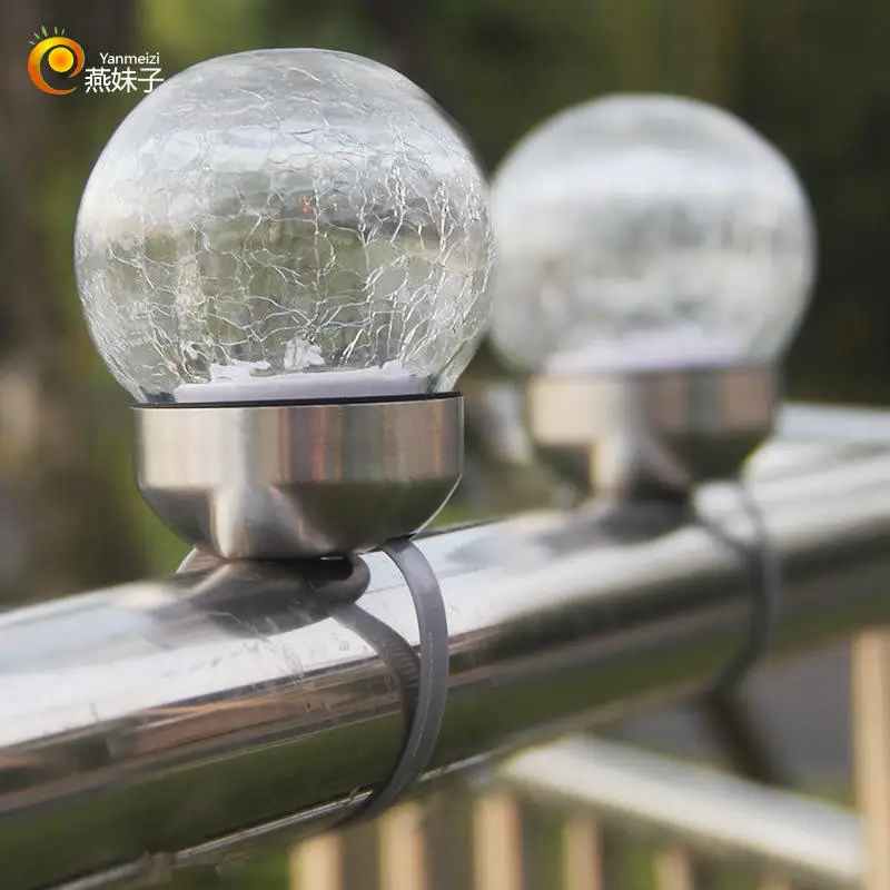 

2PCS crack ball lamp stainless steel waterproof outdoor garden decoration solar lamp