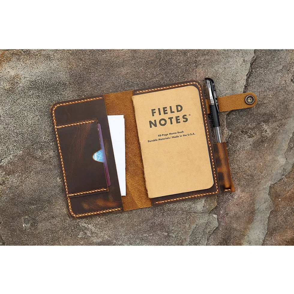 

Personalized Leather field notes case wallet / mens leather pocket notebook case cover / refillable leather diary cover