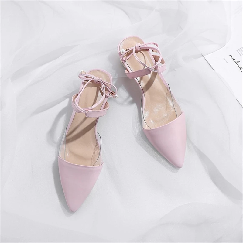 Ouqinvshen Pointed Toe Plus Size Shoes Women Crystal Yellow Lace Up Leather Summer Slippers Strange Style Sexy Slippers 2019 Ouqinvshen Pointed Toe Plus Size Shoes Women Crystal Yellow Lace Up Leather Summer Slippers Strange Style Sexy Slippers 2019