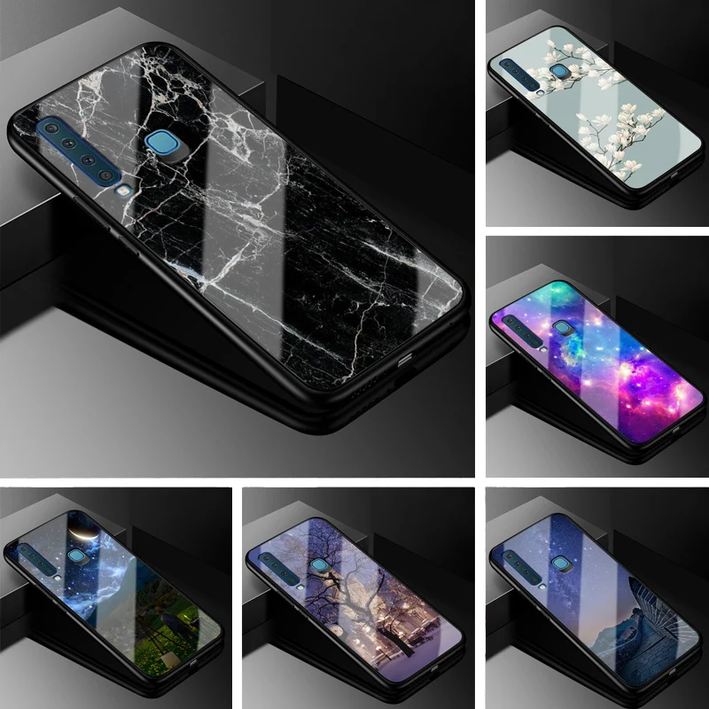 

For Samsung A9 2018 Case A 9 2018 PC Plastic Glass Phone Case Black TPU Bumper Cover for Samsung Galaxy A9 2018 A920F A920 A9s