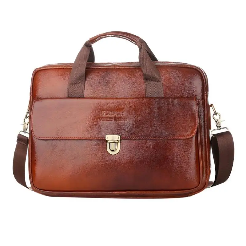 BULLCAPTAIN из натуральной кожи, деловой портфель для ноутбука, мужские однотонные сумки через плечо, повседневные сумки через плечо - Цвет: Type G 11
