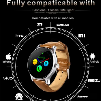 

Fashion Smart Watch IOS Android Heart Rate Monitor Watch 1.22 Inch IPS Round Screen Bluetooth SmartWatch For iphone 6 huawei