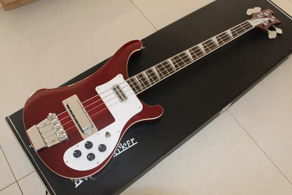 

Rick 4003 model Ricken 4 strings ash body with neck Thru Electric Bass guitar in Red wine color free shipping