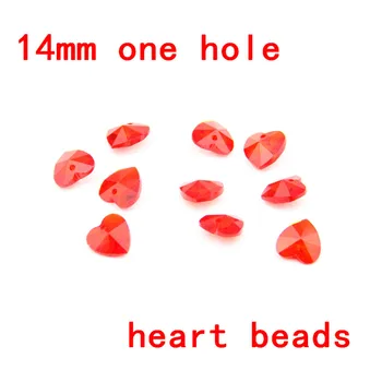 

Diy Parts 100pcs-2000pcs 14mm Red Chandelier Crystal Bead Door/ Window Crystal Heart Beads In 1 Hole Home Decoration Accessories