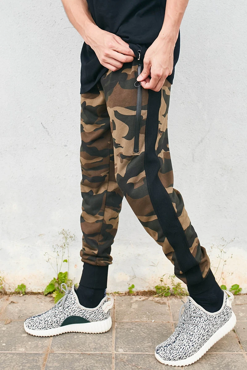 Камуфляжные трикотажные Jogger брюки для влюбленных модные брюки хип-хоп брендовые камуфляжные брюки на молнии с контрастными трусами