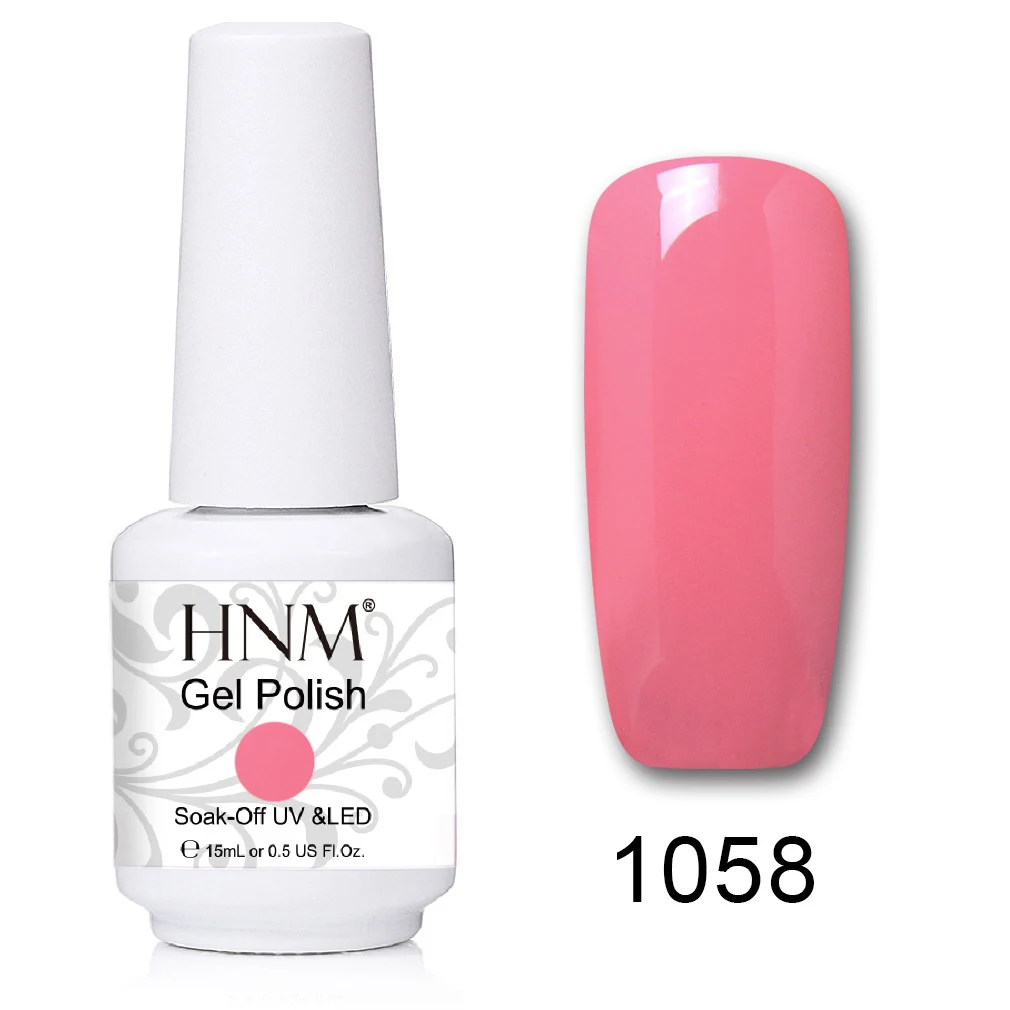 HNM 15 мл уф-гель для ногтей светильник чистый блеск цвета замочить от краски эмаль тиснение лак гель-лак гибрид для гель-лака - Цвет: 1058