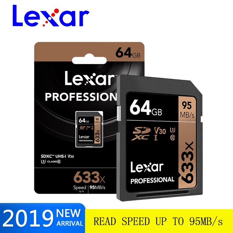 Высокая скорость Lexar 32 ГБ, 64 ГБ, класс 10 SD карта SDHC/SDXC карты памяти SD карты 128 ГБ 256 95 МБ/с. для цифровых однообъективных зеркальных камер и hd-камерой