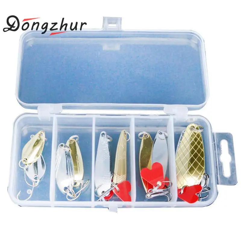 Dongzhur Mixed Trout Spoon Metal Fishing Lures Spinner Baits Bass Tackle Hard Bait Fresh Water Bass Pike Bait With Box