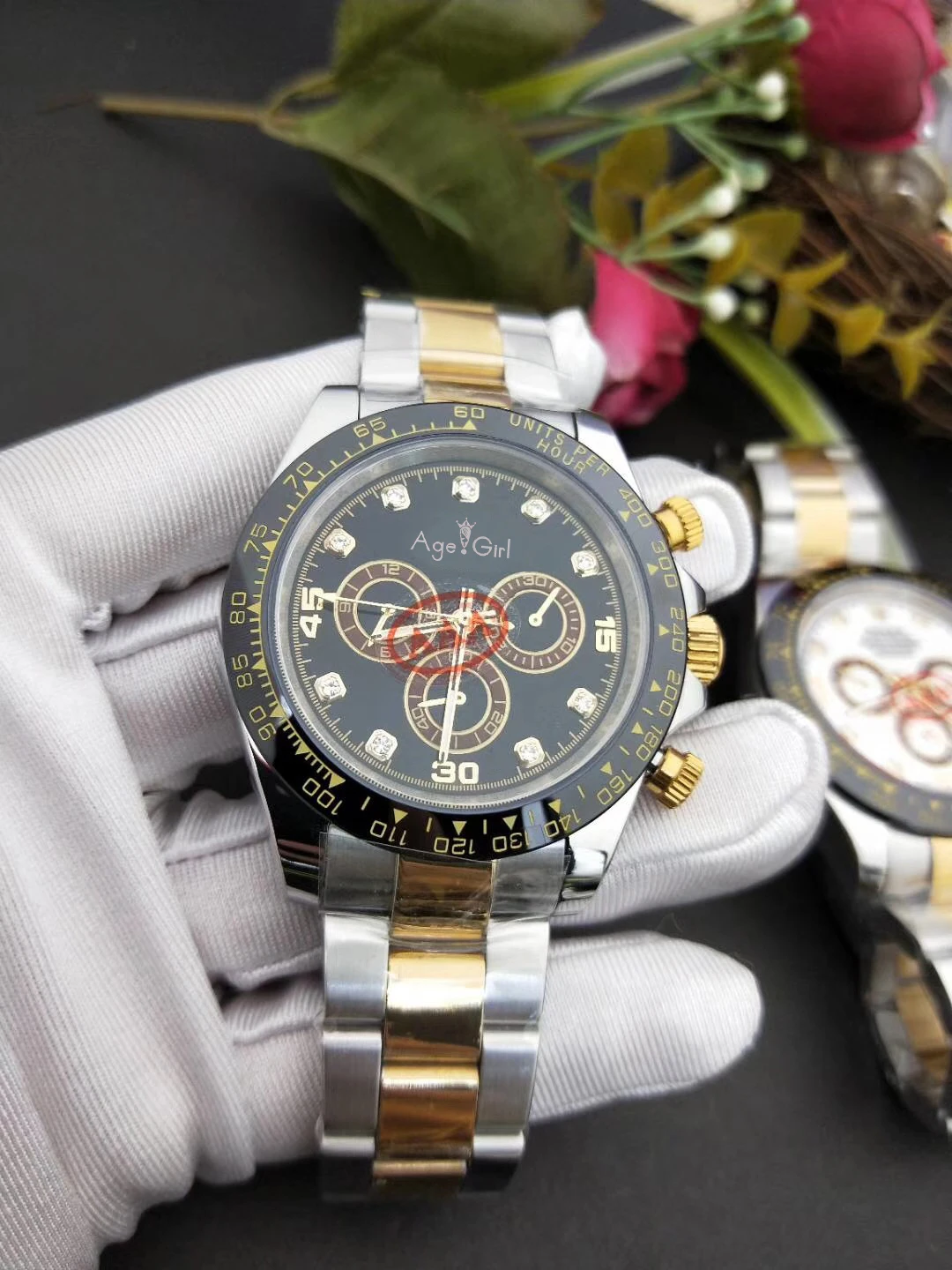 

Luxury Brand New Men Watch Sapphire Rose Gold Black Ceramic Bezel Stainless Steel Automatic Mechanical Gent Daytona Watches AAA+