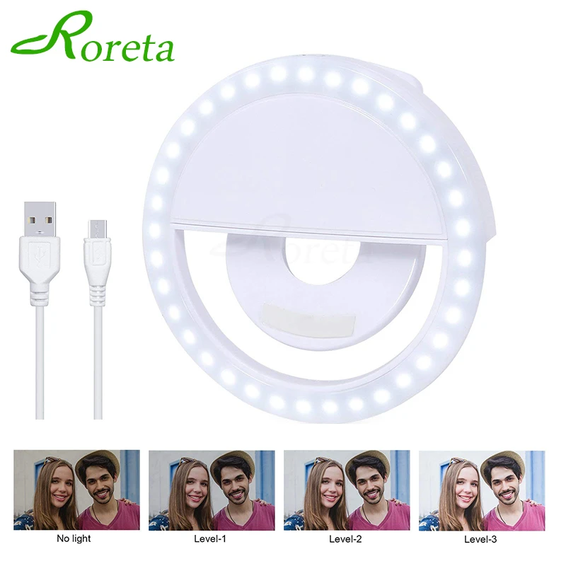 

Roreta Portable Phone Selfie Ring Light For iPhone 5 6s Plus LED Photography Enhancing Photography Rechargeable Camera Flash