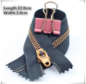 

wholesale 22cm 3# 20pcs/lot gold Metal Zipper for Sewing zip Garment Accessories Jeans Zippers Cremalleras DIY tools zipper,006