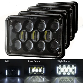 

60W DRL Led Rectangular Lamps Auto Replacement 4x6 Sealed Beam Bulbs For Chevy Camaro Trucks 4D Lens H4 LED Square high-low beam