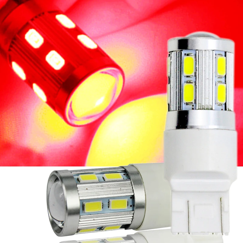 

WTS 2pcs T20 LED Car flashing Brake Reverse Light W21W 7440 7443 LED dc12V Turn Signal Lamp Auto white 6000k red tail stop Bulb
