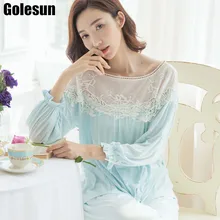 Для женщин весенне-летняя Пижама aduto женский длинный тонкий модальный хлопок, цветочный орнамент, пижама с вышивкой Тапочки с единорогом