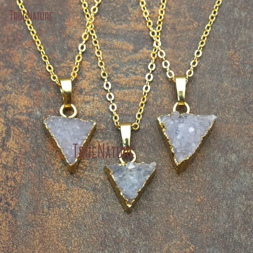 Wholesale Small Triangle Pendants Gold Copper Chains Link Jewelry