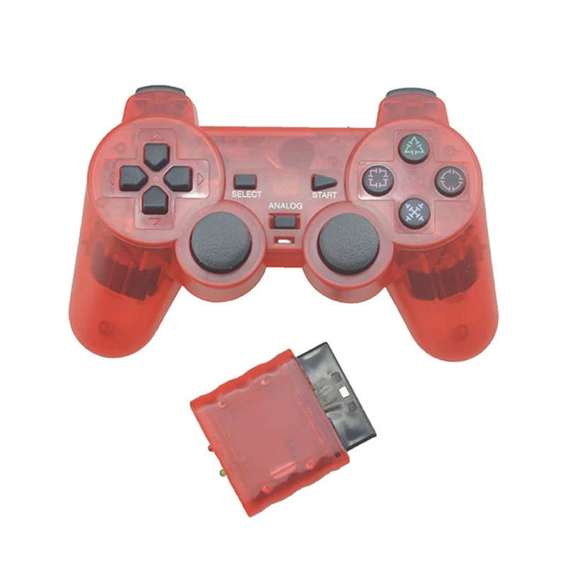Для sony PS2 прозрачный цветной беспроводной bluetooth геймпад Pro контроллер 2,4G контроллер вибрации геймпад для sony Playstation 2 - Цвет: Красный