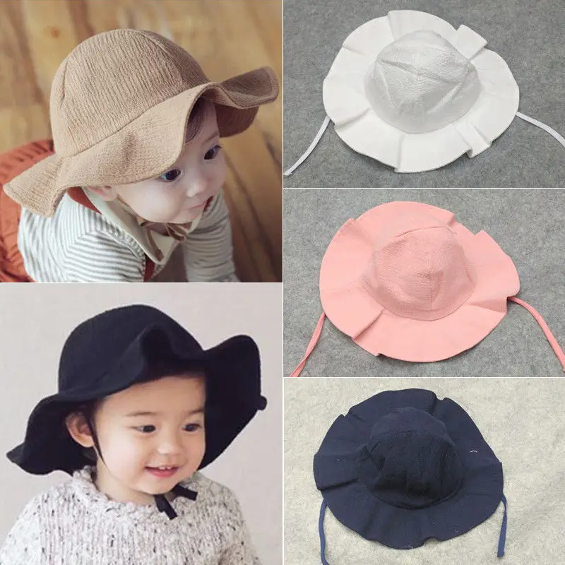 

Cute Newborn Baby Boy Girls Summer Bucket Hat Toddler Infant Cotton Sun Cap