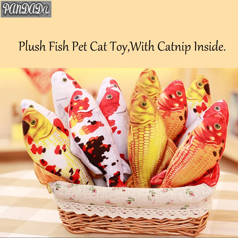 

panDaDa Fish Shape Pets Cat Toys Catnip Scratch Board Cat Product Supplies Plush Stuffed Fishes Favor Doll Interactive Chew Toys