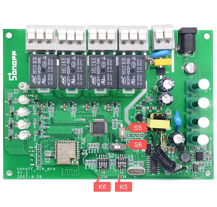 Sonoff 4ch pro-4Gang инчинг/самоблокирующийся/Блокировка 433 МГц RF WiFi беспроводной смарт-переключатель для дома автоматический светильник AC220V& DC5-24V