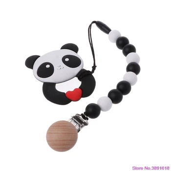 

New Baby Teether Ring With Pacifier Chain Clip Panda BPA Free Silicone Teethers Teething Chew Toy Infant Gift