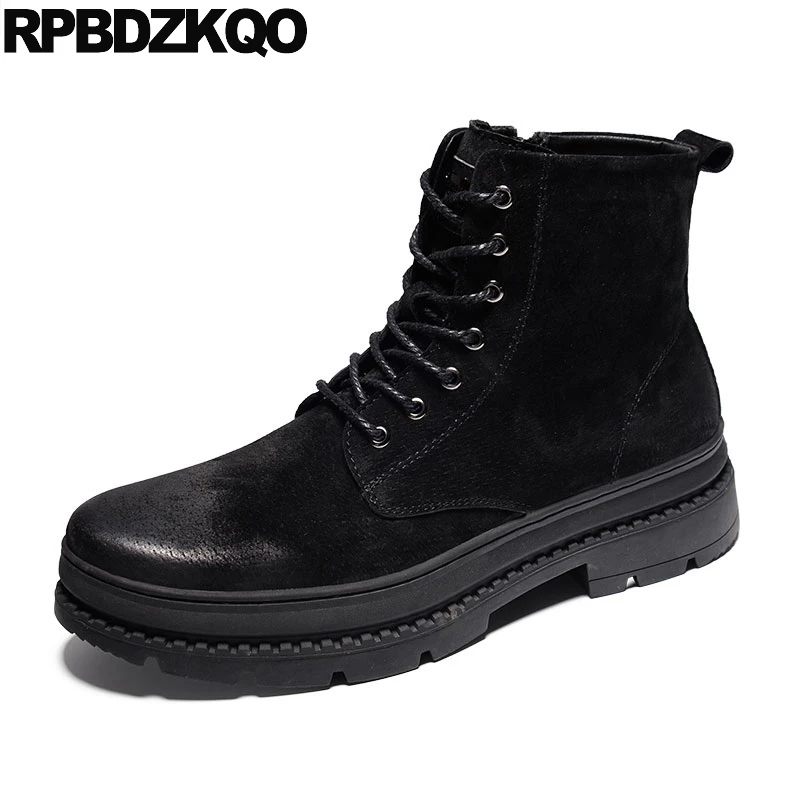 

Booties Black Safety Shoes Fur Suede Working Ankle Military Work Combat Retro Boots Vintage 2017 Footwear Comfortable Male