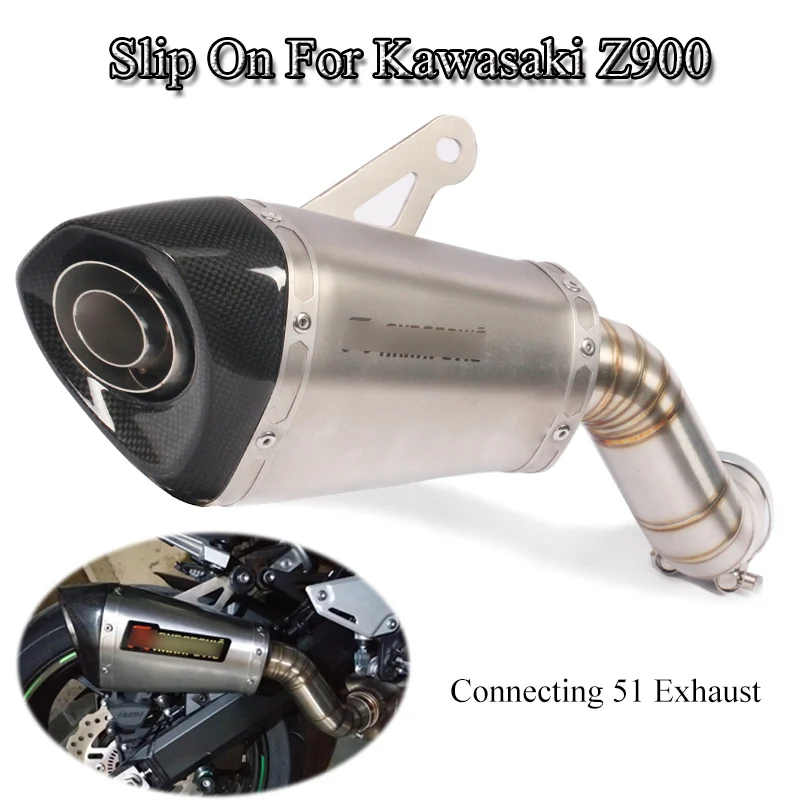 

Slip-on For Kawasaki Z900 Ninja Z900 Motorcycle Exhaust Muffler Tail Mid Link Pipe Oneness Steel Carbon Fiber Tube ATV Refit