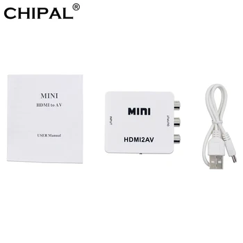 

CHIPAL 10PCS 1080P HDMI2AV Converter Mini HD Audio Video Box for HDMI to AV RCA CVBS Cable Adapter Support NTSC PAL USB Power