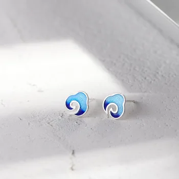 

Lidavi 925 Sterling Silver Blue Gradient Clouds Stud Earrings Simple Earrings Cute Exquisite Jewelry For Women Gifts New VES6195