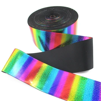 

David accessories 3" 75mm laser colorful silver rainbow ribbon 10 yards,DIY handmade materials,wedding gift wrap,10Y54837