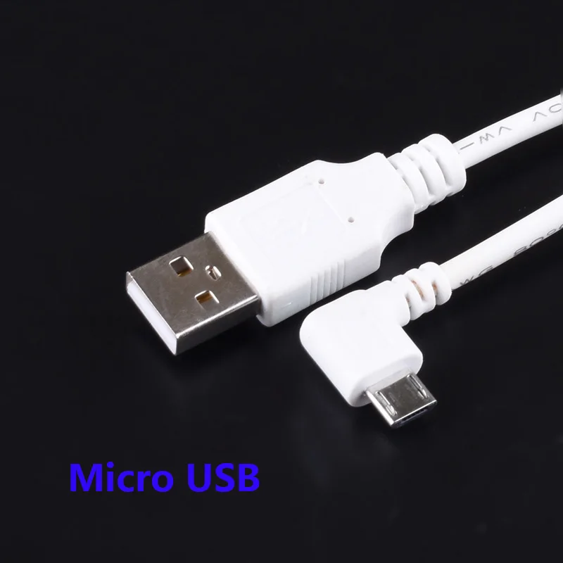 

DC Power Plug USB Convert To Micro USB L Shape White Right Angle Jack With Cord Connector Cable
