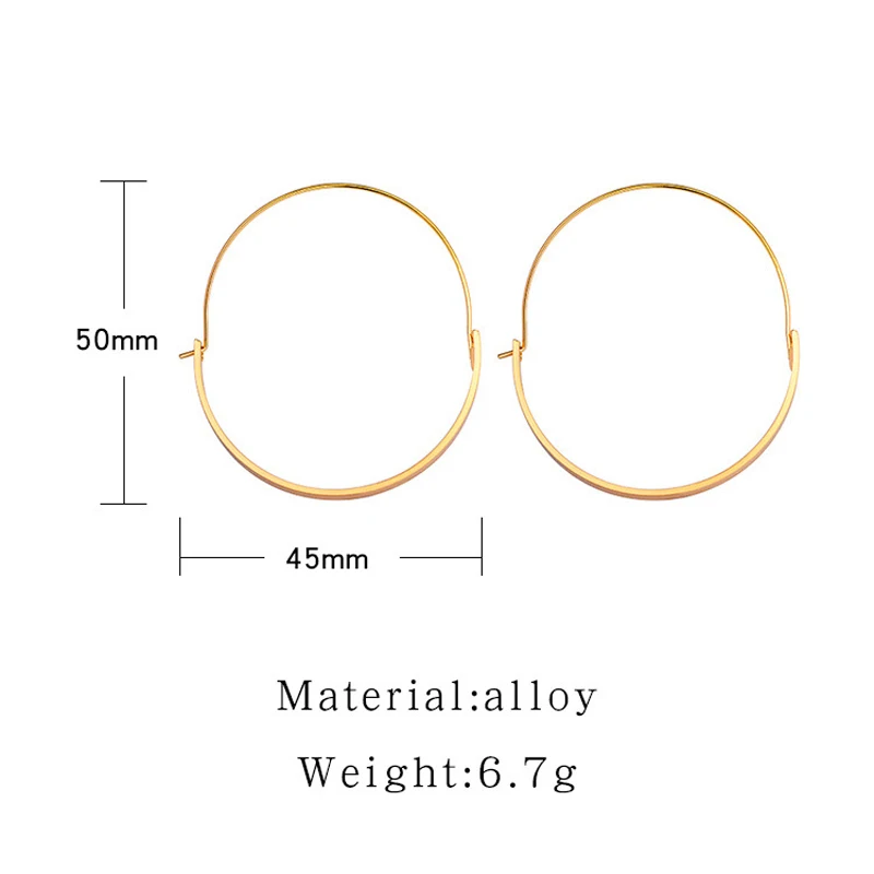 Модные элегантные большой круг обруч серьги ювелирные изделия минималистичные женские золотой и серебряный цвета гладкие дуговые пластины круглые серьги
