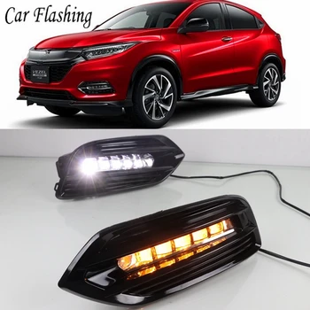 

2PCS LED Daytime Running Light For Honda HRV HR-V Vezel 2019 Yellow Turn Signal Function 12V Car DRL Fog Lamp Decoration