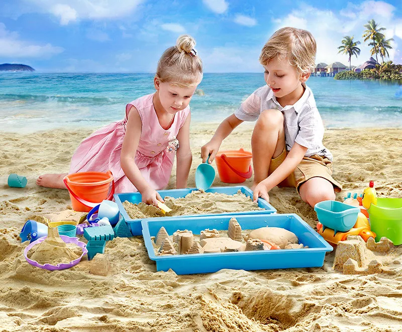 Пляжные игрушки песочница Набор морской песок ведро воды Настольный игровой бассейн и забавная Лопата формы крошечная любовь для детей