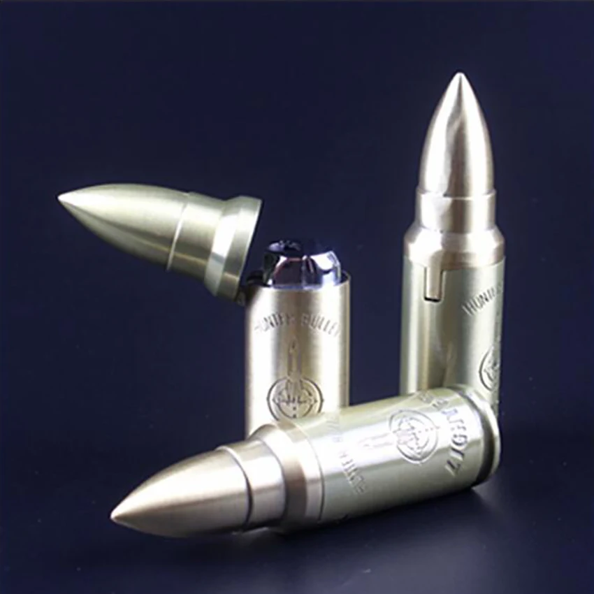 

Creative Copy Bullet Cigarette Lighter Butane Straight Flame Inflatable Lighter Metal Torch Windproof Gas Lighter Novelty Gifts