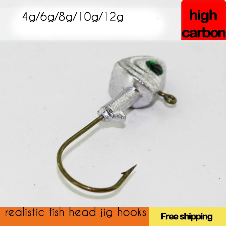 5pcs Lead Jig Head Fishing Hook 4g - 12g 3d Fish Eyes Jig Hooks For Soft Fishing Lure Carbon Steel Fishhooks