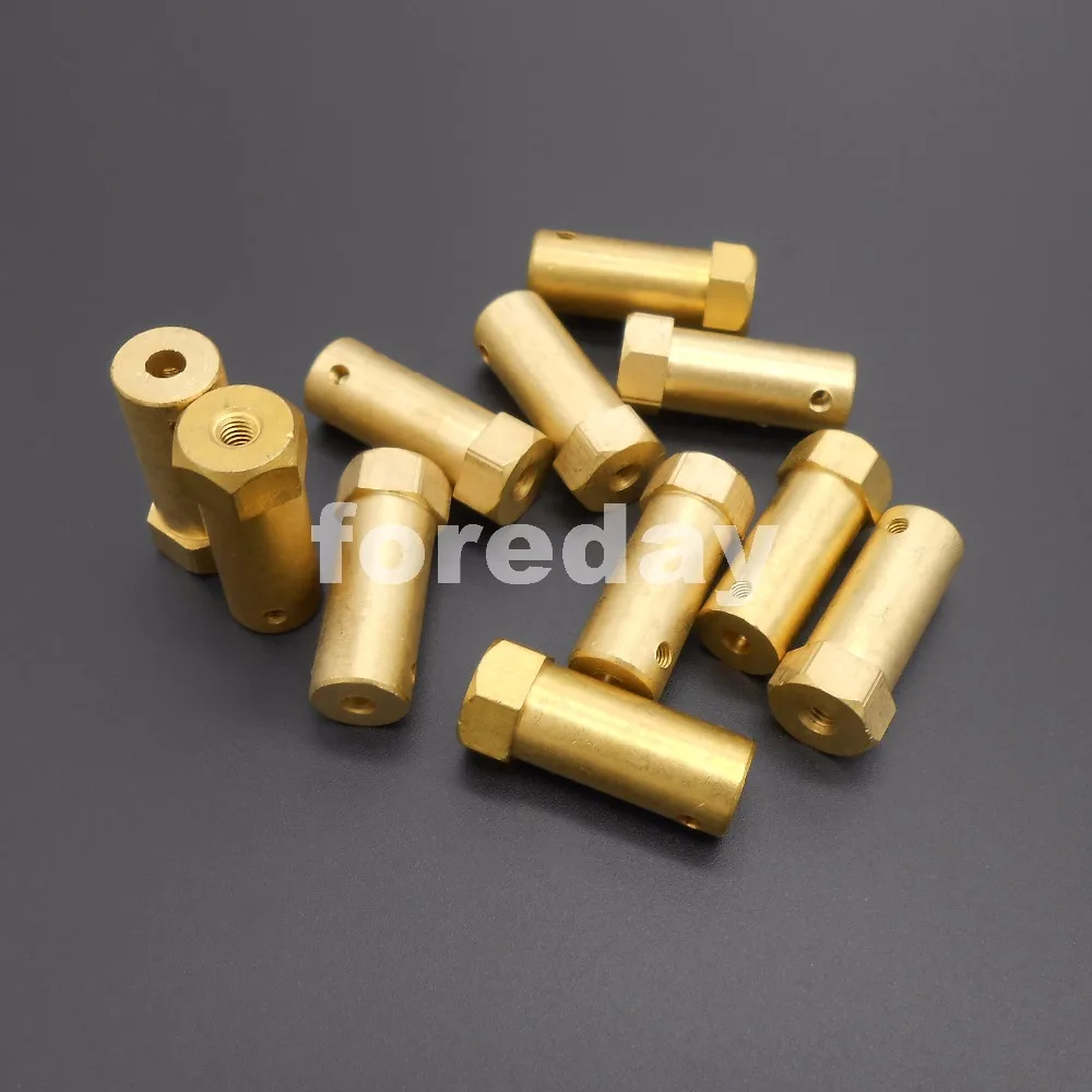 10PCS Brass 4MM Flexible Hexagonal hexagon Coupling Coupler Six edge Shaft Motor Flexible length