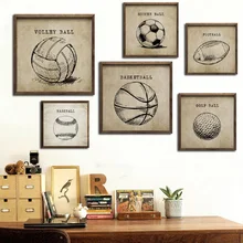 Pósteres clásicos de baloncesto, balones de fútbol, pinturas en lienzo, pósteres deportivos para gimnasio, impresiones para niños, imagen artística para pared, decoración del hogar para habitación de niños