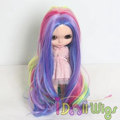 Радужный синтетический Bly the/Pullip кукольный парик смешанные цвета дешевые красивые кукольные волосы длинные вьющиеся парик