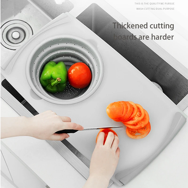 

50*28.5cm Multifunction Kitchen Chopping Blocks Tool With Sink Drain Basket Non-slip Cutting Board Kitchen Accessories