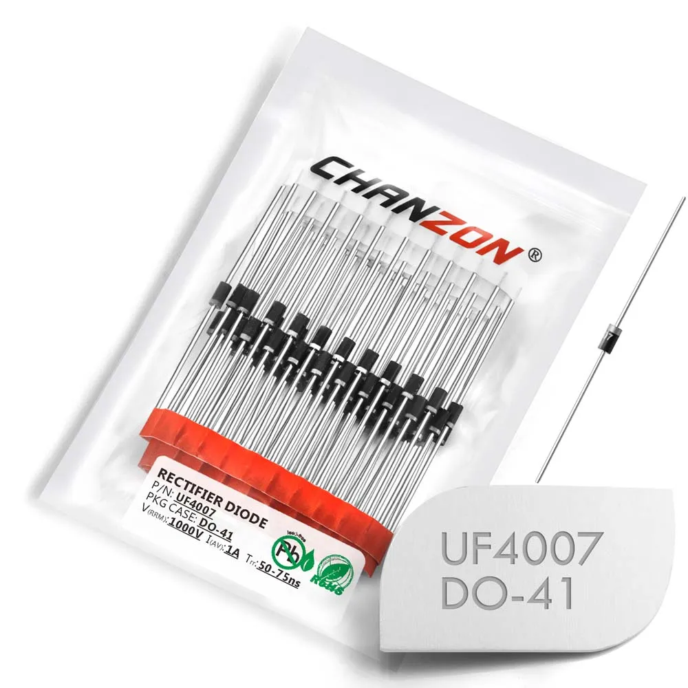 (100 шт.) UF4007 Ultra быстрое восстановление выпрямительного диода 1A 1000 V 50 75ns DO 41 (DO 204AL)