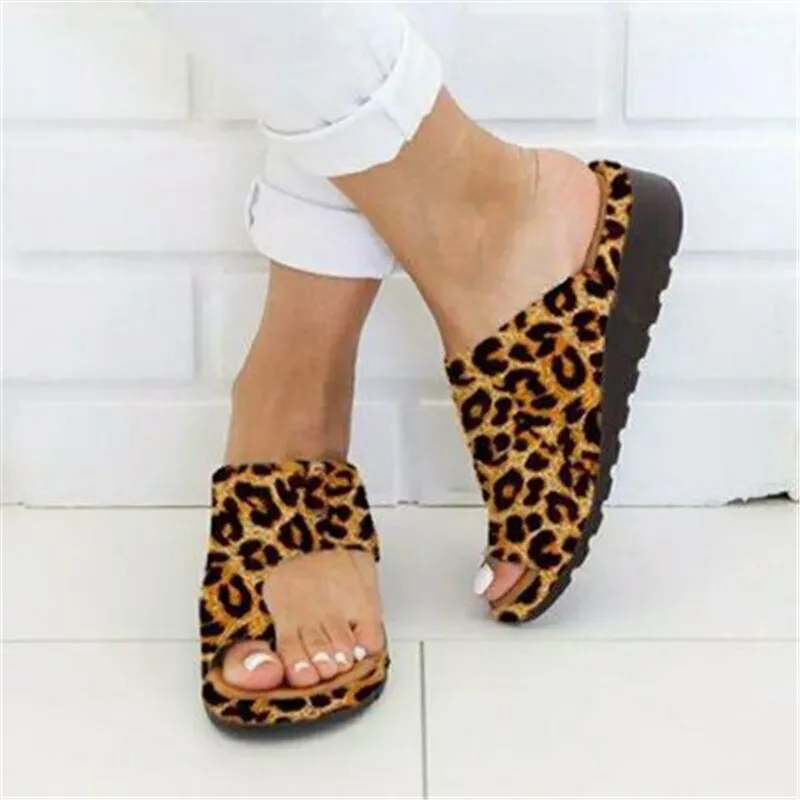 

WADNASO Summer Platform Sandals Women Beach Slippers Sexy Leopard Flip Flops Slides Sandalias Mujer Orthopedic Bunion Corrector