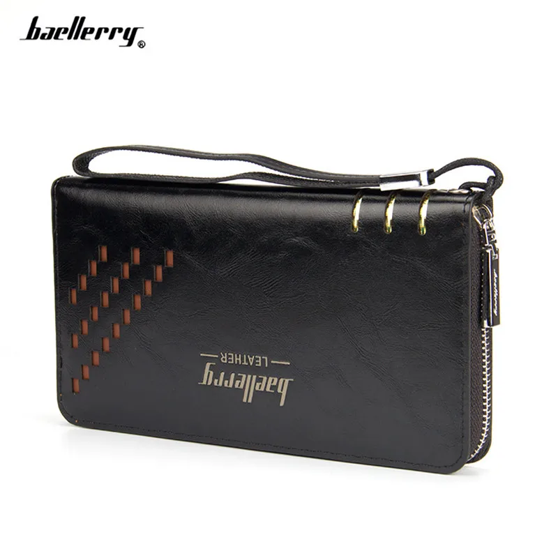 

Baellerry Wallet Cross section Zipper Men Long Hollow out Wallets Letter Quality Credit Card Holder Money Purse Travel Case