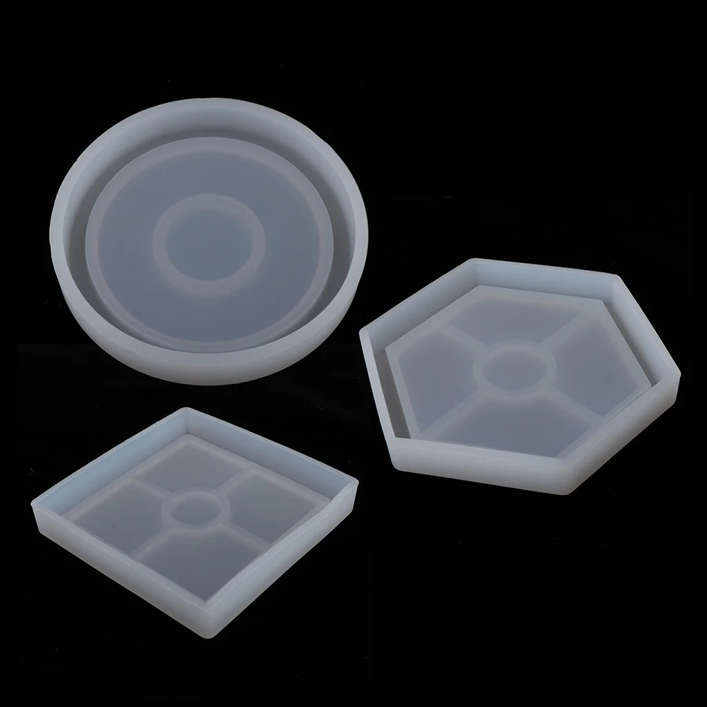 DIY Round Square Hexagon Mold, Coaster Silicone Mold, Molds for Casting with Resin, Concrete, Cement and Polymer Clay